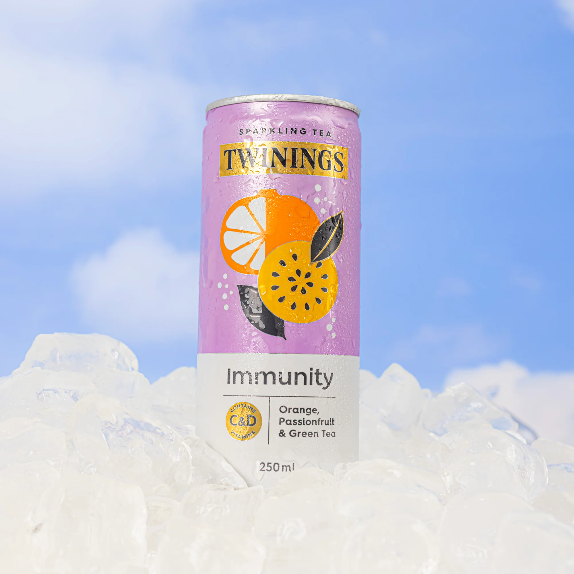 Sparkling Tea Immunity Orange, Passionfruit & Green Tea individual cans - Image 2